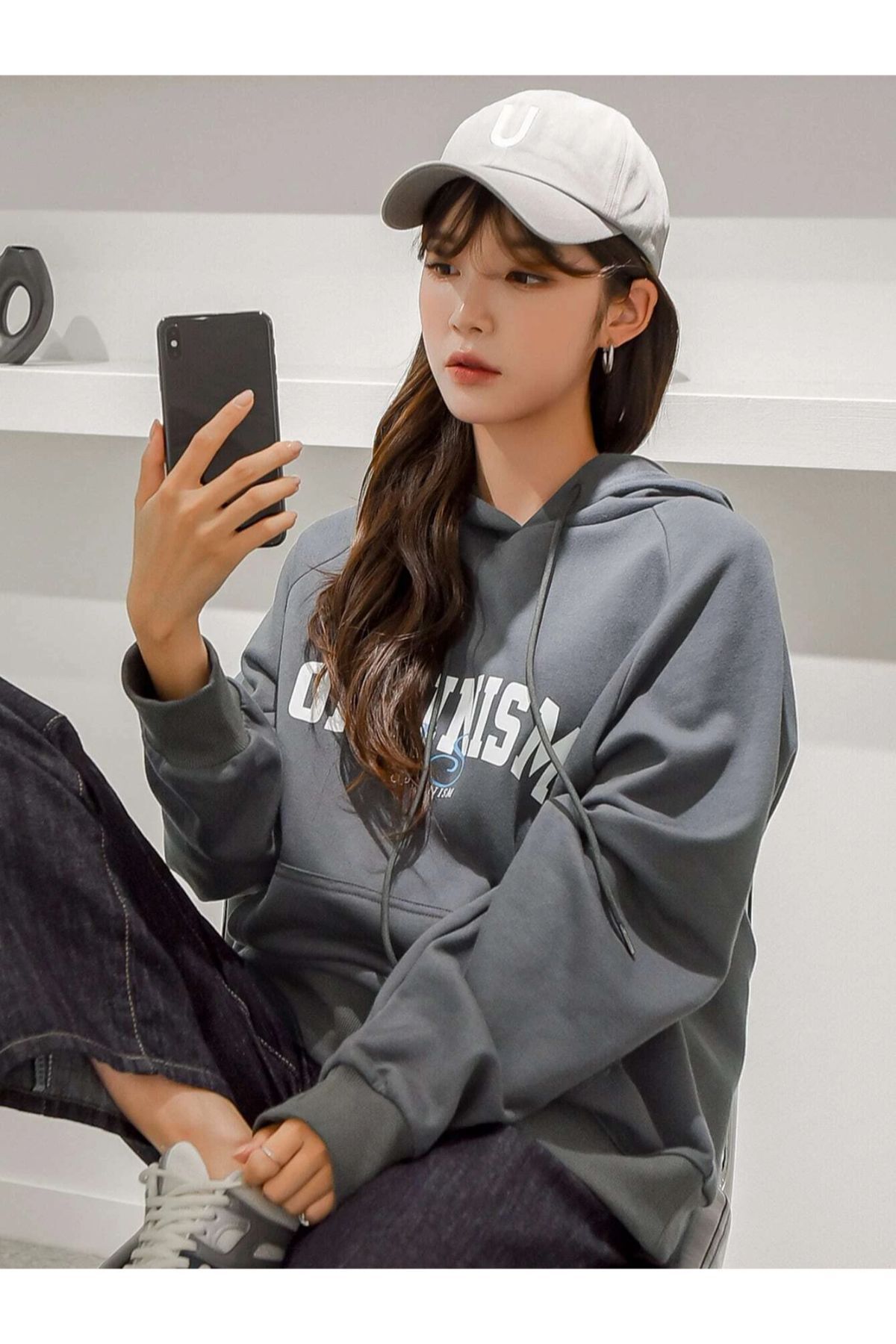 Dark gray hoodie women's shop