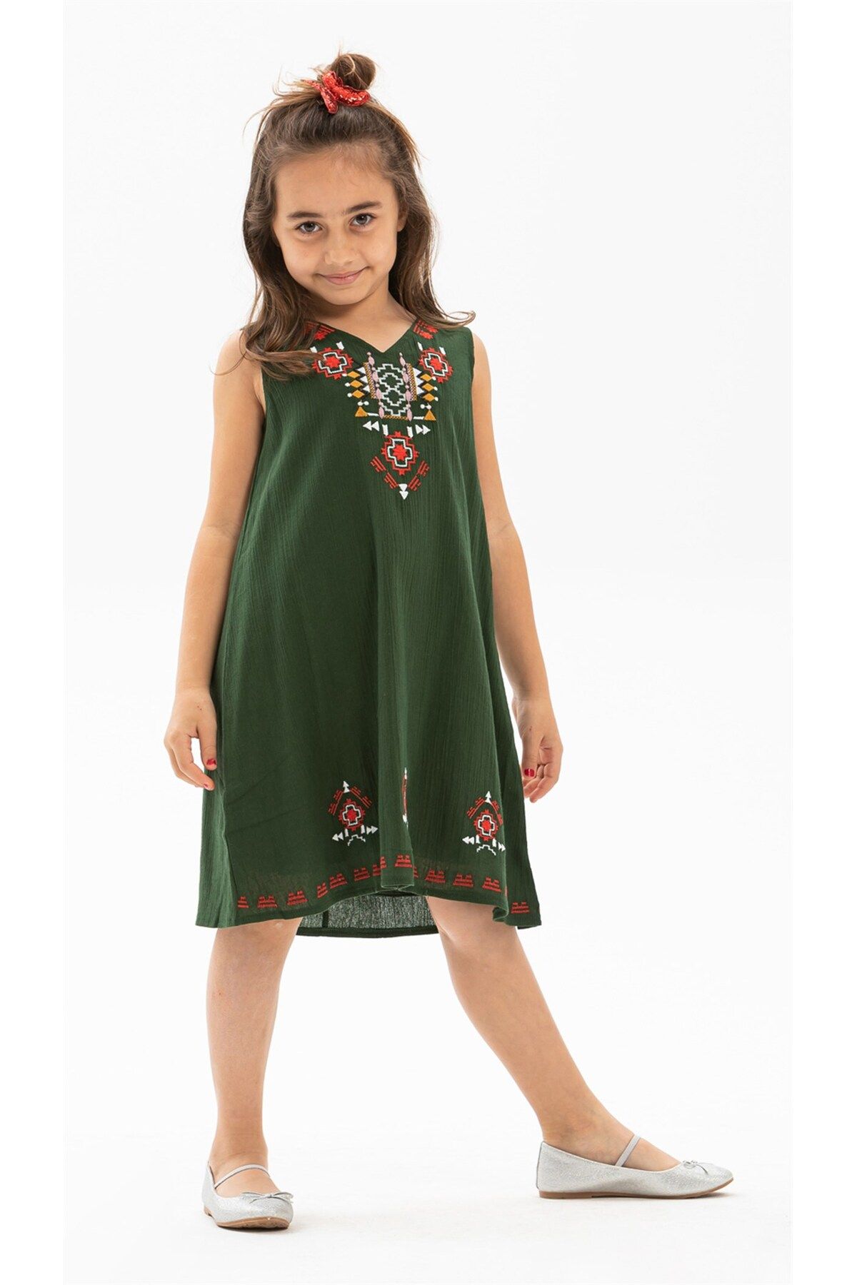 Eliş Şile Bezi لباس دخترانه پارچه ای Gökçe Shile سبز Ysl