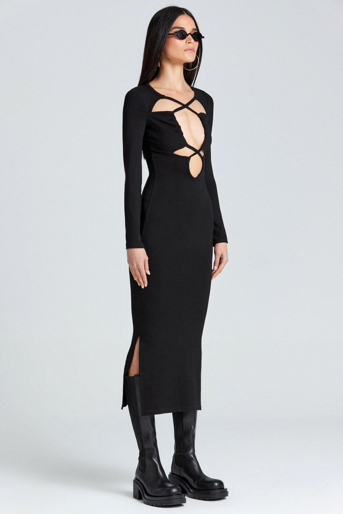 Black dress outlet with 2 slits