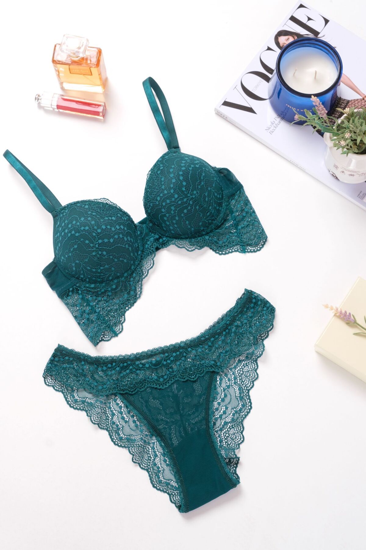 Green bra and panty set best sale