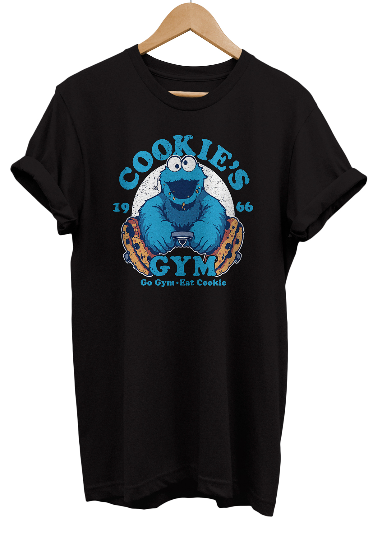 Cookie's Gym Baskılı %100 Pamuk Oversize T-shirt Büyük Beden Tişört