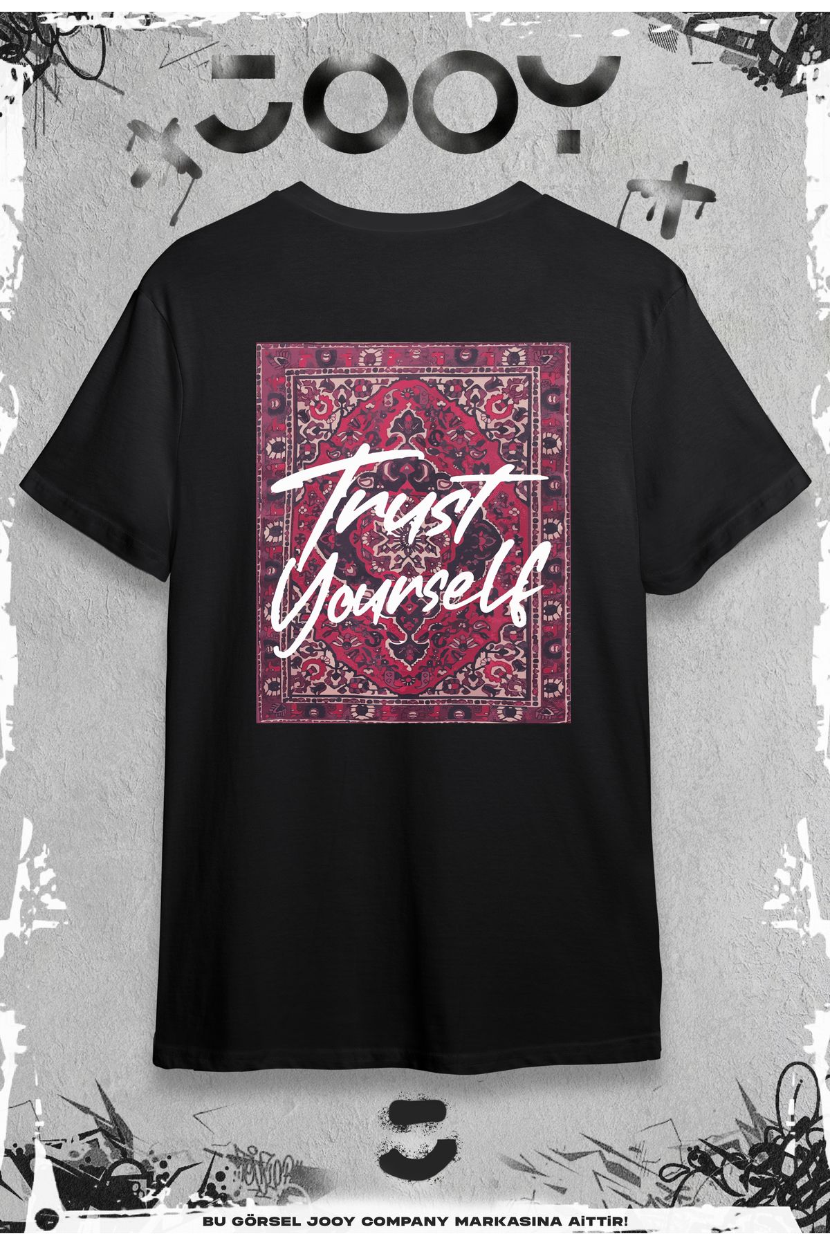 Jooy Company Trust Yourself Carpet Kilim Design Μαύρο Oversize Tshirt für Adult Unisex - M