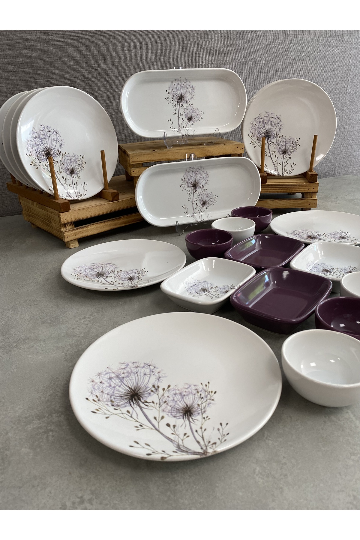 Square Dinnerware Purple Dinner Plate Sets Keramika Set Breakfast