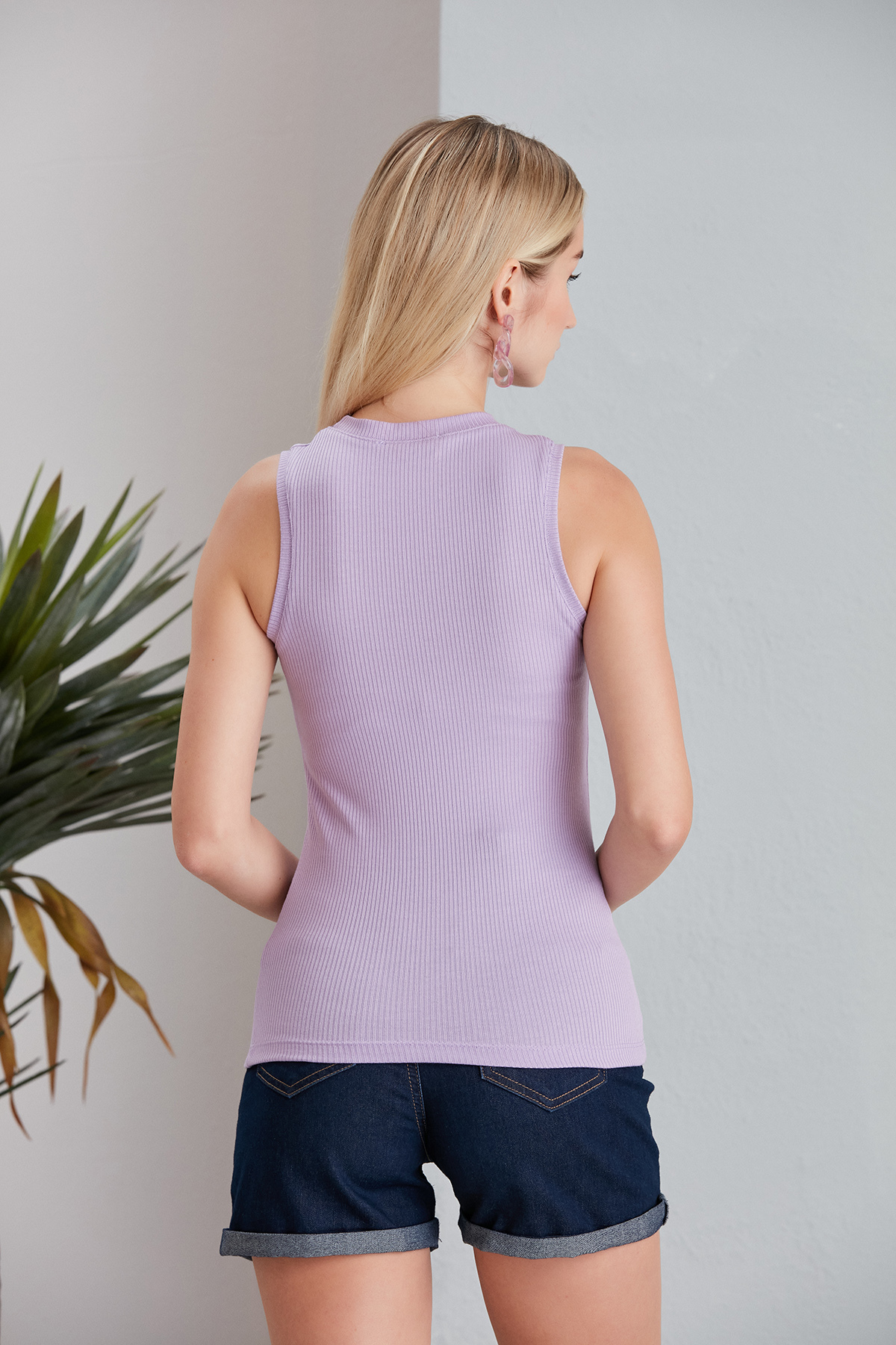 Fitilli Premium Doku Bluz - Lila (Uzun )