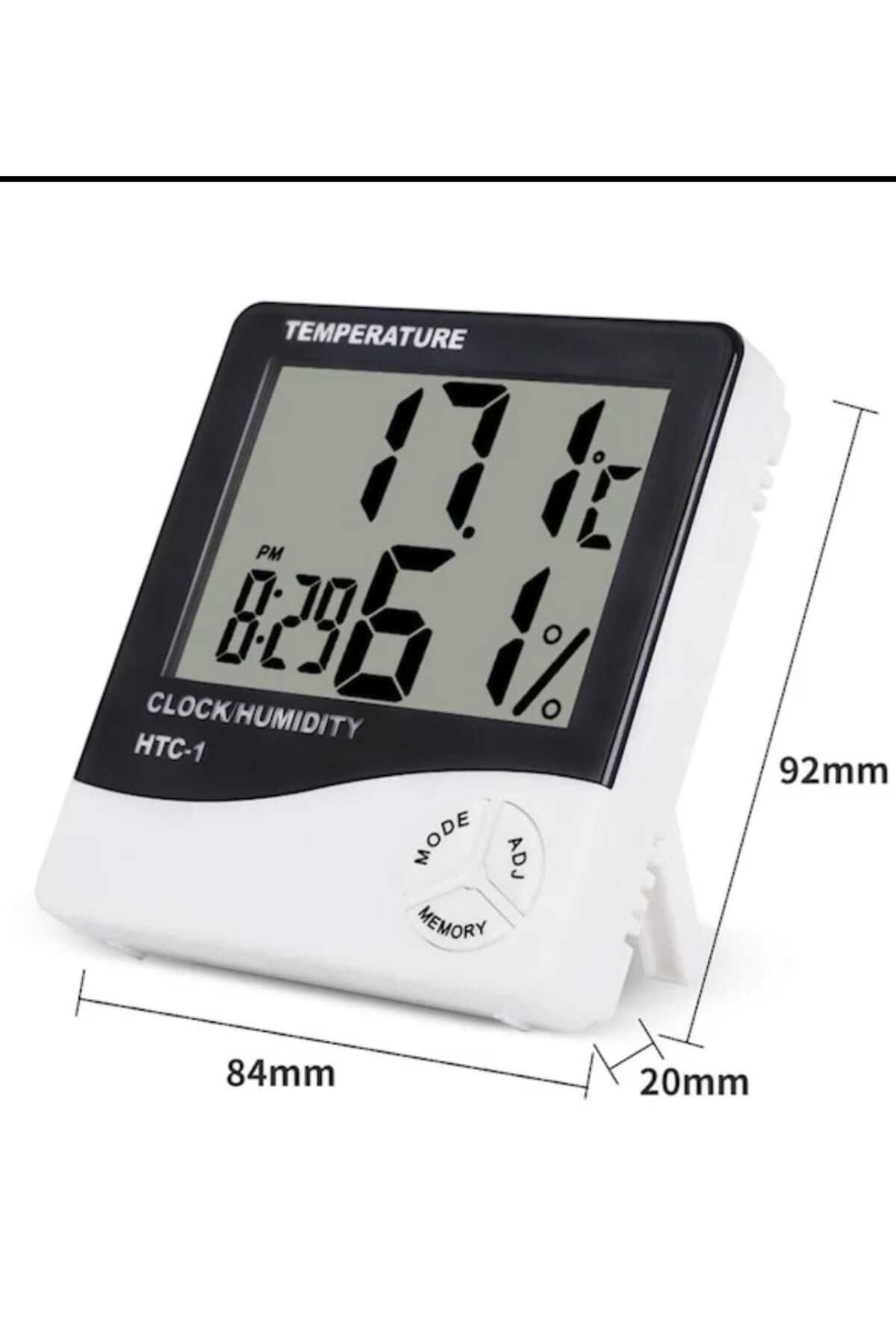 KİRPİKÇİSHOP-Digital Thermometer Heat Humidity Meter Clock Alarm LCD Screen 7