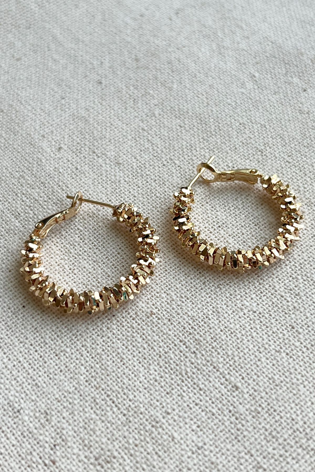 MODA Caprea Brass Hoop Earrings for Women Gold Color Tarnish
