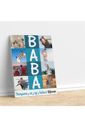 Deko Genç Babalar Gününe Özel Dünyanın En İyi Babası 8 Fotoğraflı İsimli Kanv...