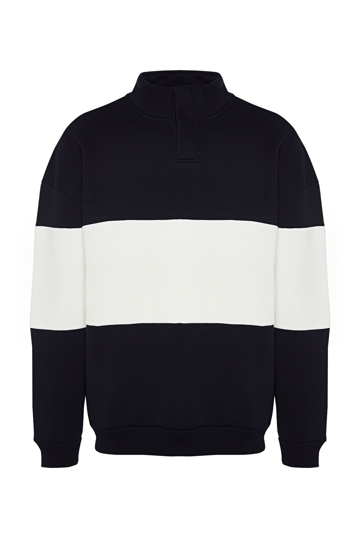 Trendyol Collection-Marineblaues, übergroßes Pullover mit Farbblockdesign, Stehkragen, Fleece TMNAW24sw00160 7
