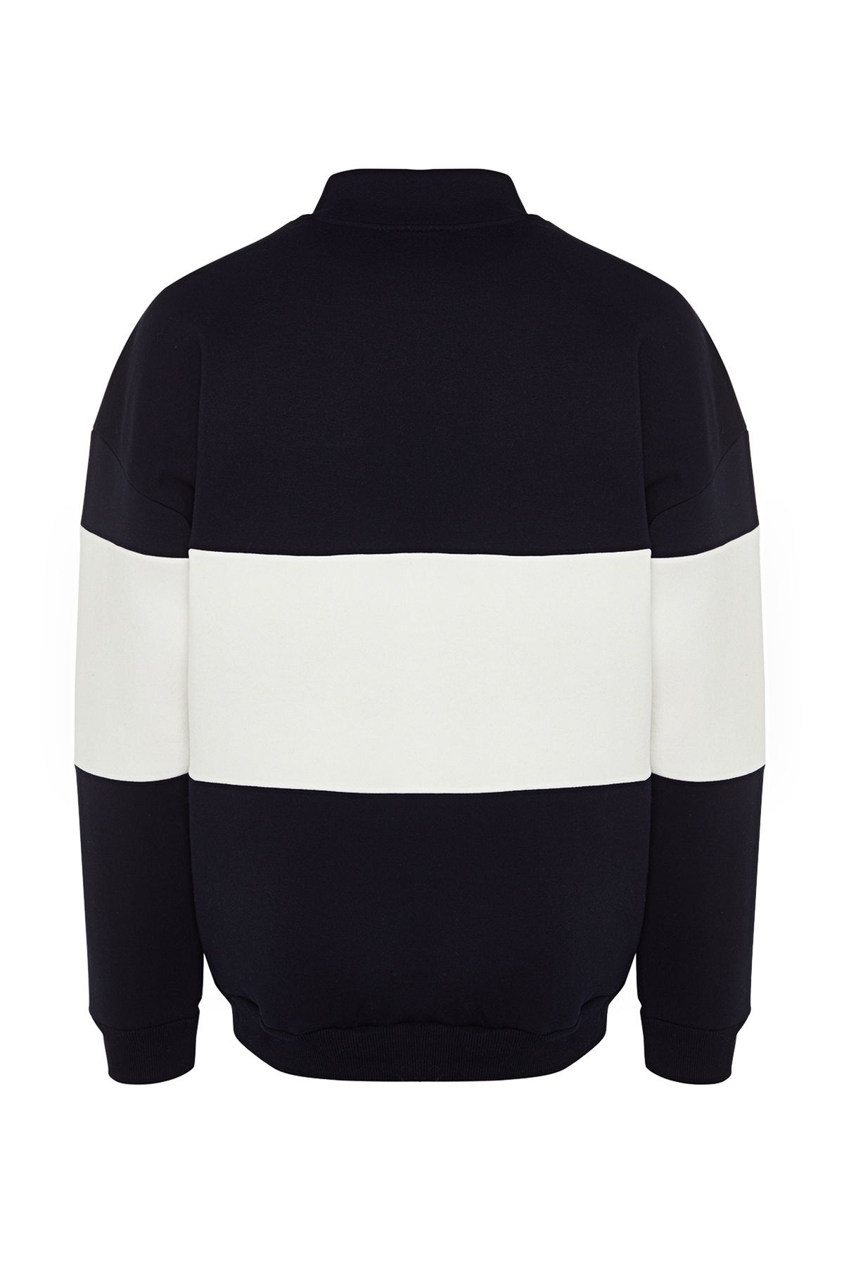 Trendyol Collection-Marineblaues, übergroßes Pullover mit Farbblockdesign, Stehkragen, Fleece TMNAW24sw00160 9