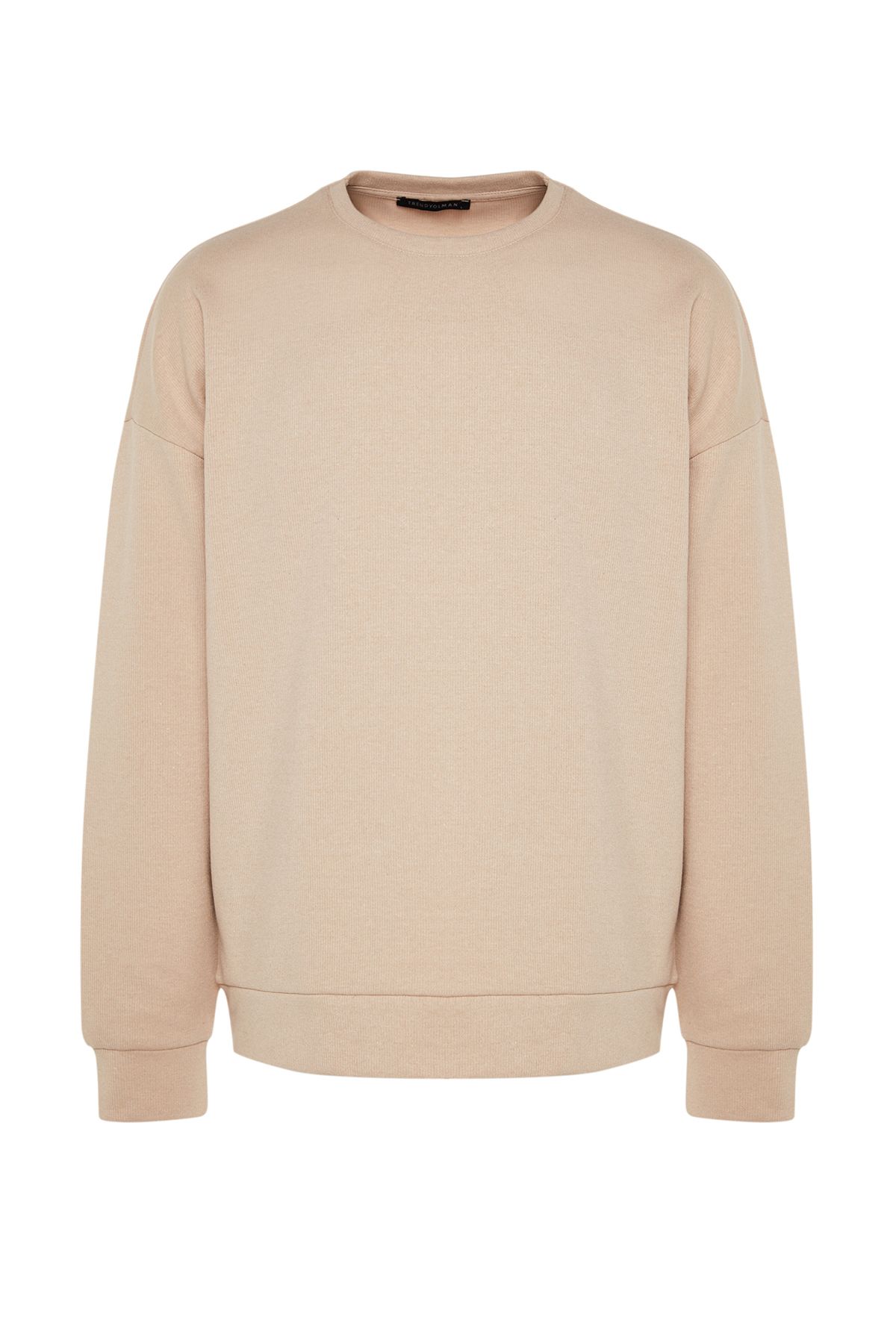 Trendyol Collection-Beigefarbenes, übergroßes/breit geschnittenes, weiches, gebürstetes Thessaloniki-Sweatshirt mit Rundhalsausschnitt TMNAW24SW00057 7