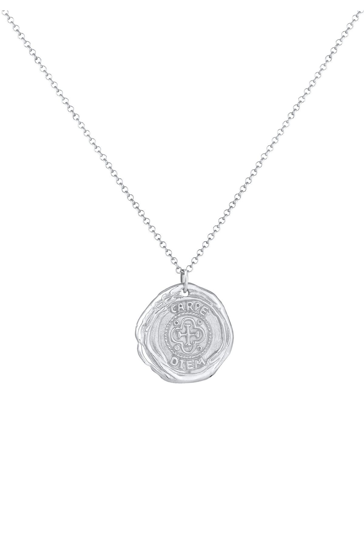 Halskette - Antike Münze Trendyol Herren 925 Rund KUZZOI Kreuz Silber Coin