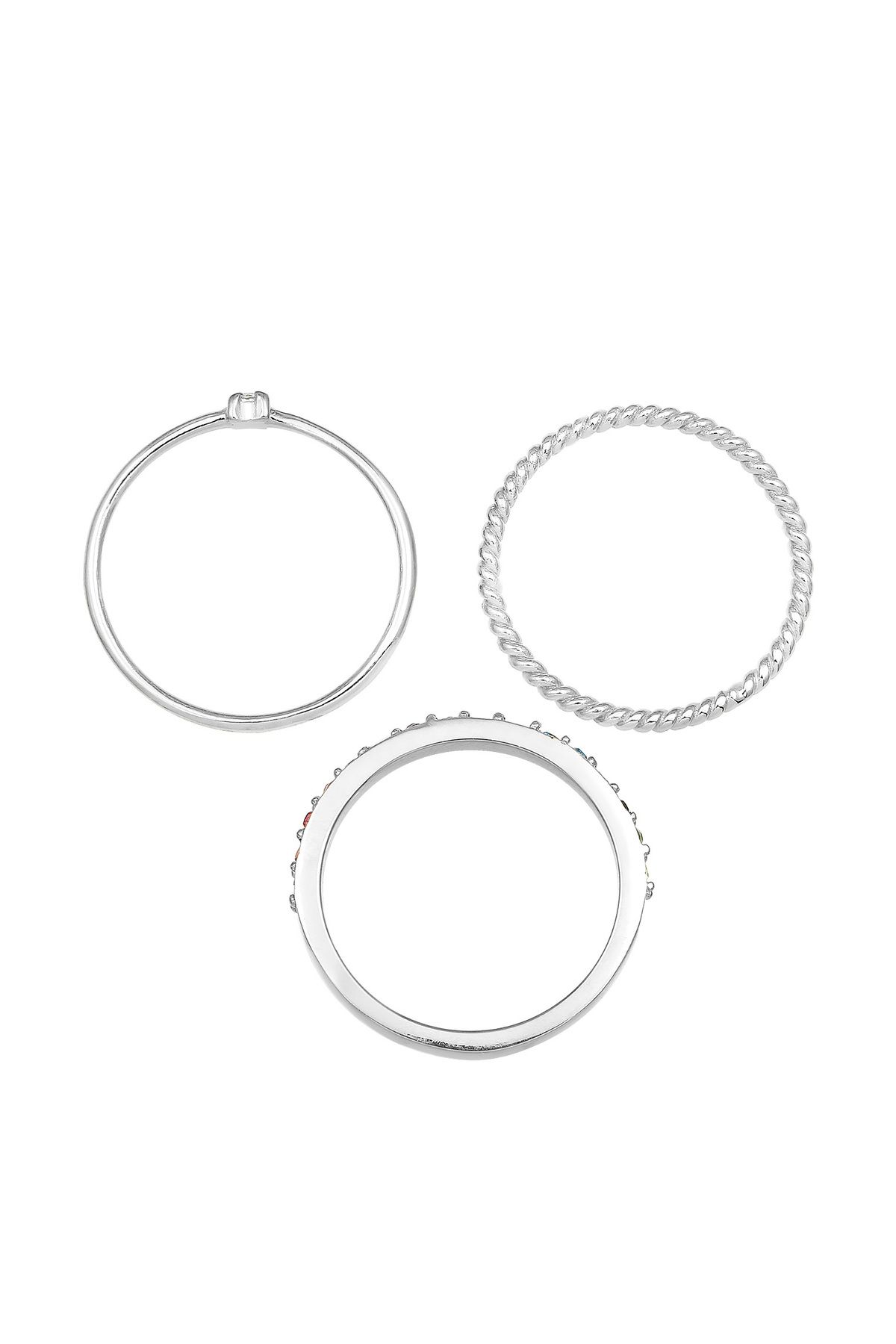 ELLI-Ring-Set aus 925er Silber – Pastellkristall 3
