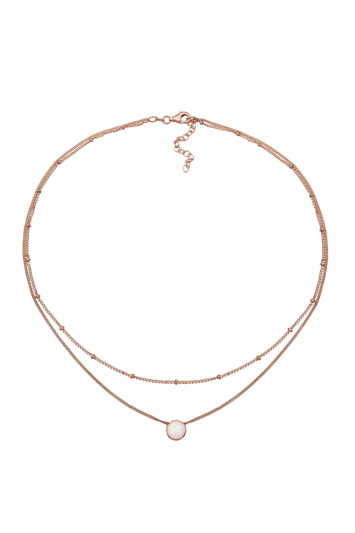 ELLI-Halskette Damen Choker Satte Chain Layer Trend mit synthetischem Opal in 925 Sterling Silber 3