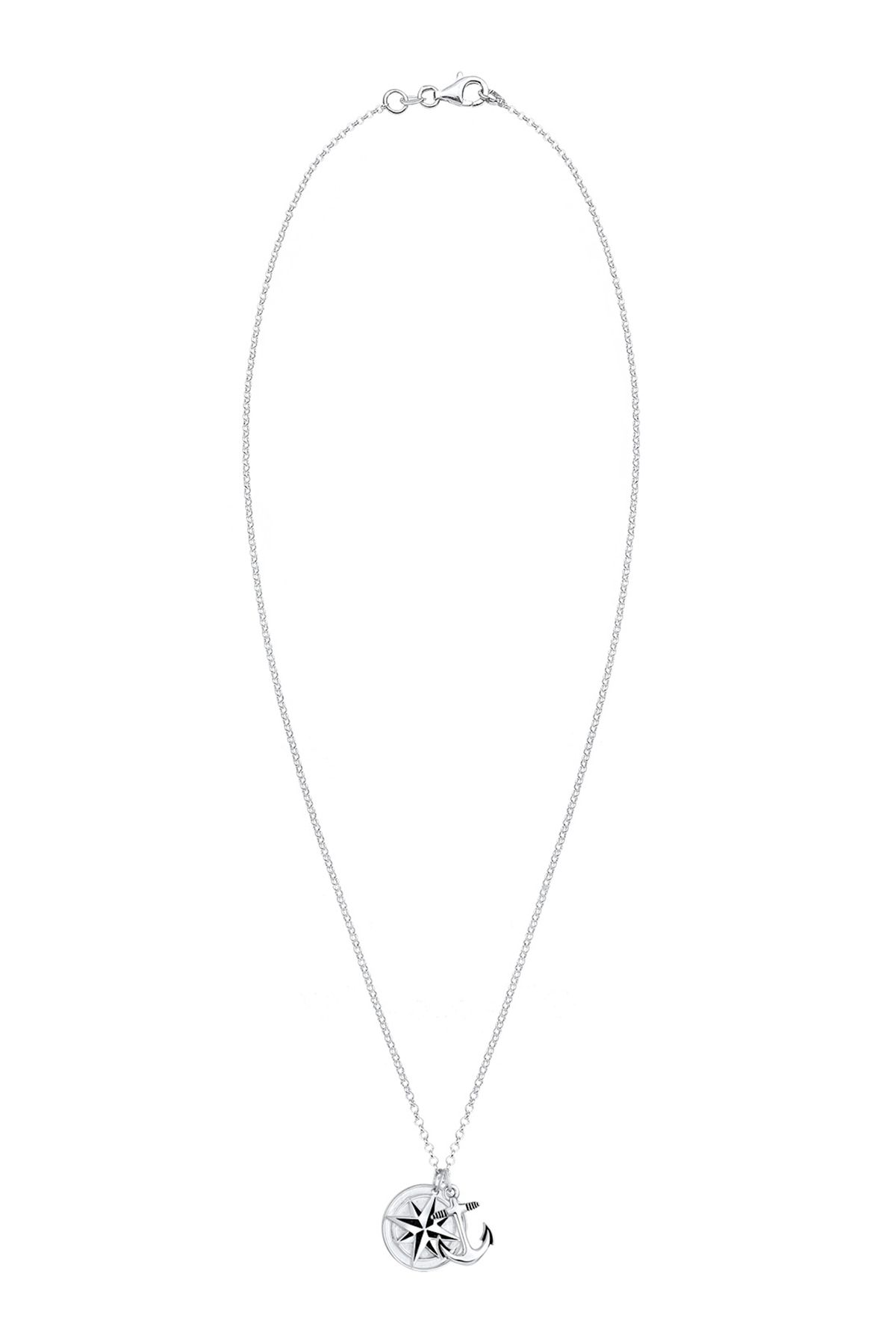 KUZZOI Halskette Kompass Anker Medaillon - Silber Trendyol 925 Sterling