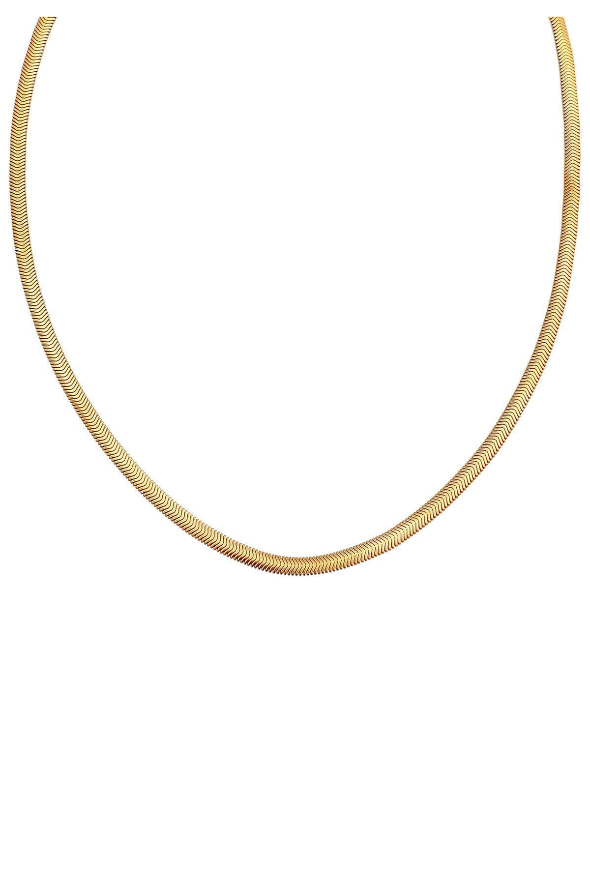 KUZZOI Halskette Flache Schlangenkette Fischgräte 925 Silber - Trendyol