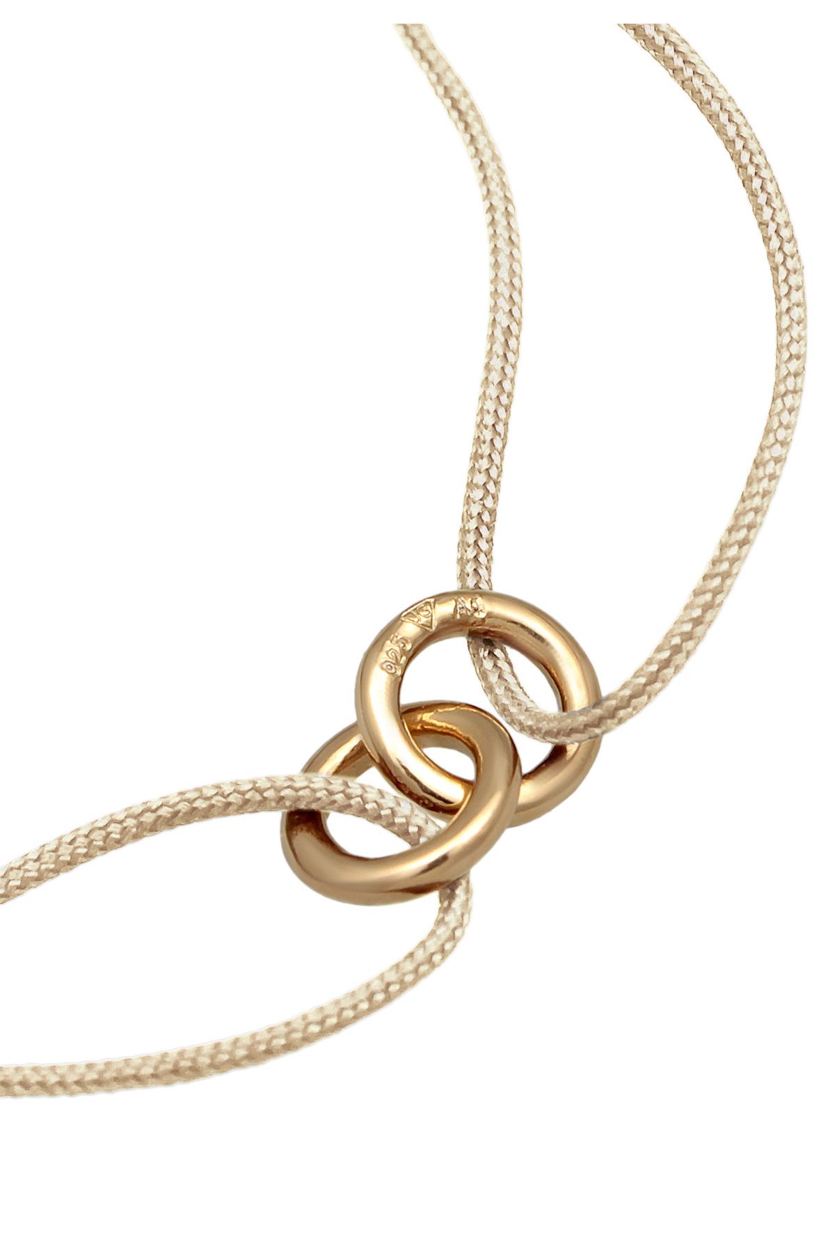 ELLI-Armband Damen Circle Geo Minimal mit Nylon braun aus 925 Sterling Silber vergoldet 4
