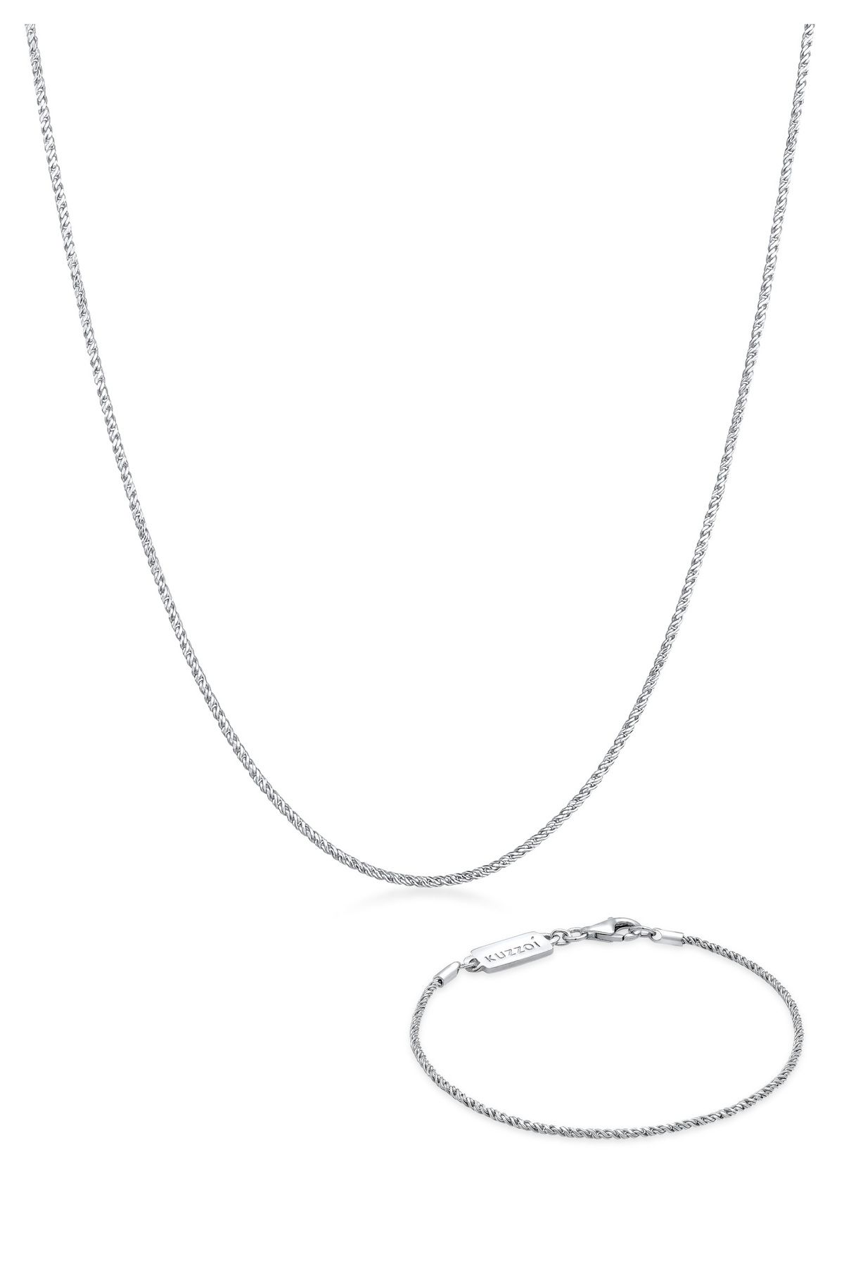 KUZZOI-Schmuckset Kette Kol Bandı Kordel Basic 925 Gümüş 1