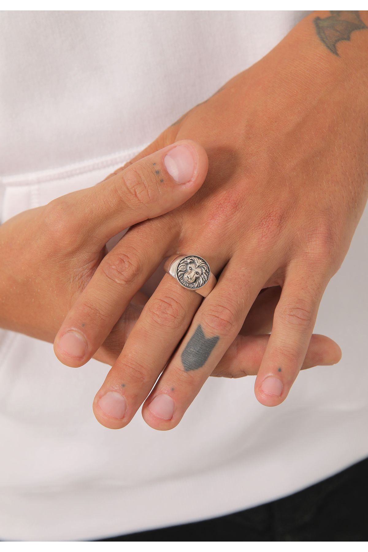 KUZZOI-Ring Herren Siegelring Löwe Massiv 925 Silber 5