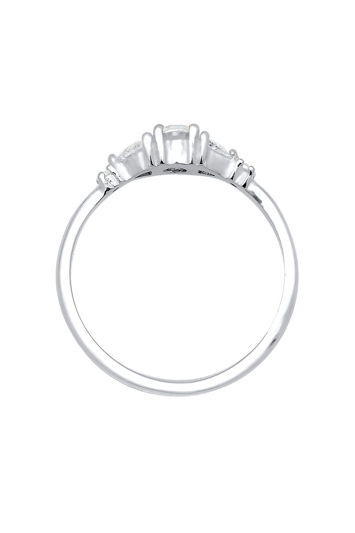 ELLI-Prémiový prsten - Triangle Zirconia, Funkelnd 925 Silver Vergoldet prsten 3