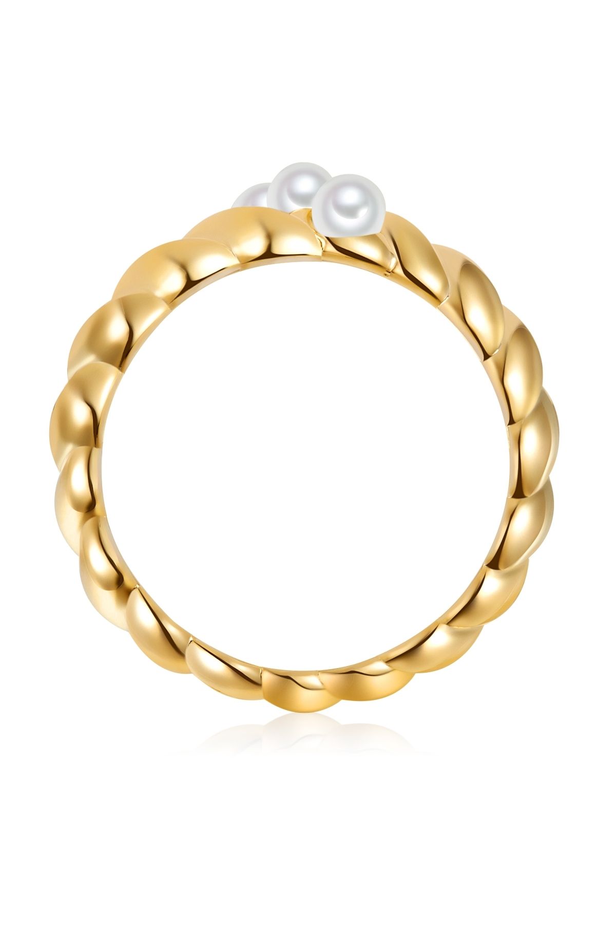 Lulu & Jane-Perlenring Ring gelbgold Muschelkernperle weiß 3
