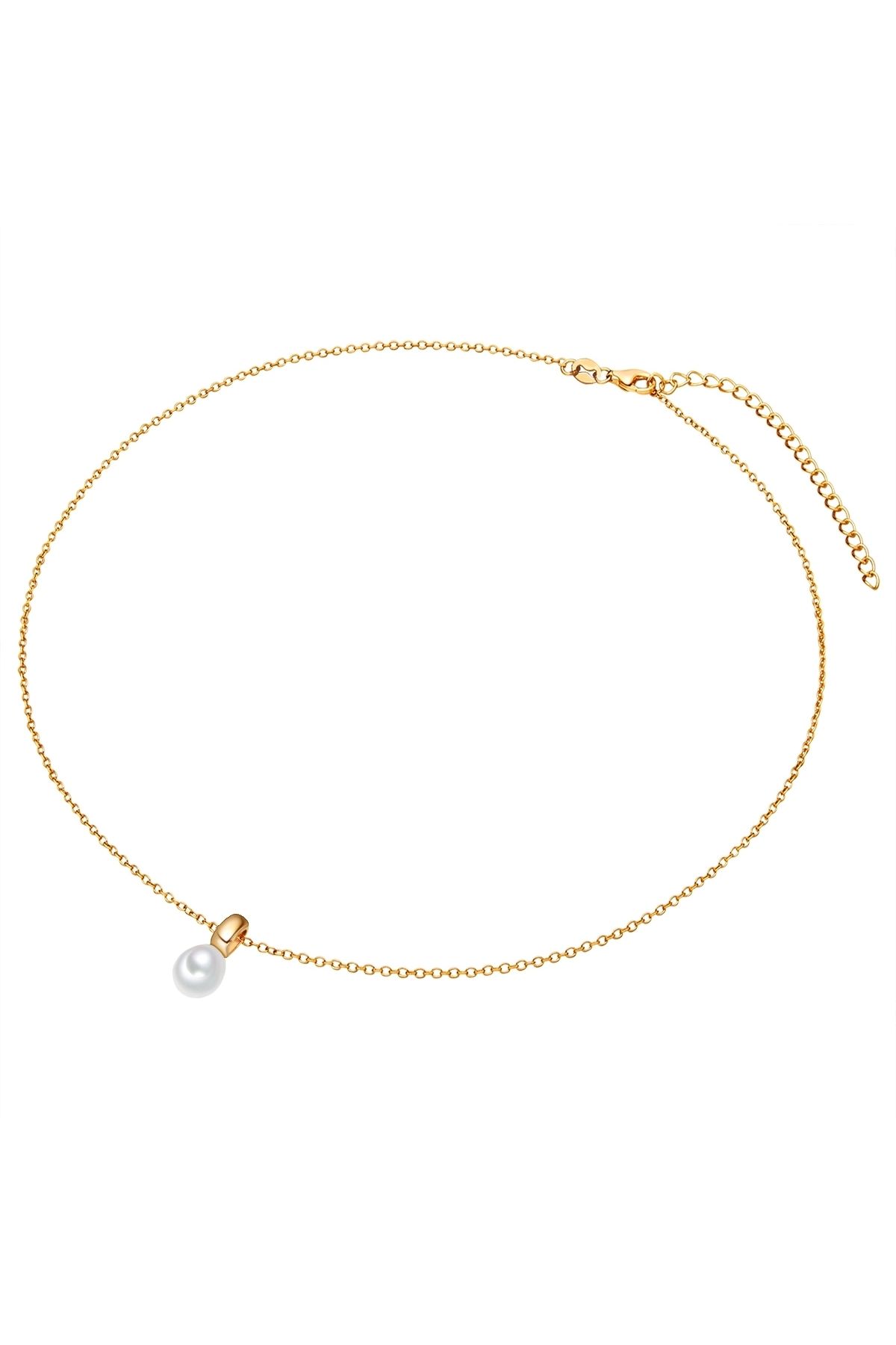 Valero Pearls-Silberhalskette Kette ve Anhänger Sterling Silber gelbgold Süßwasser-Zuchtperle weiß 2