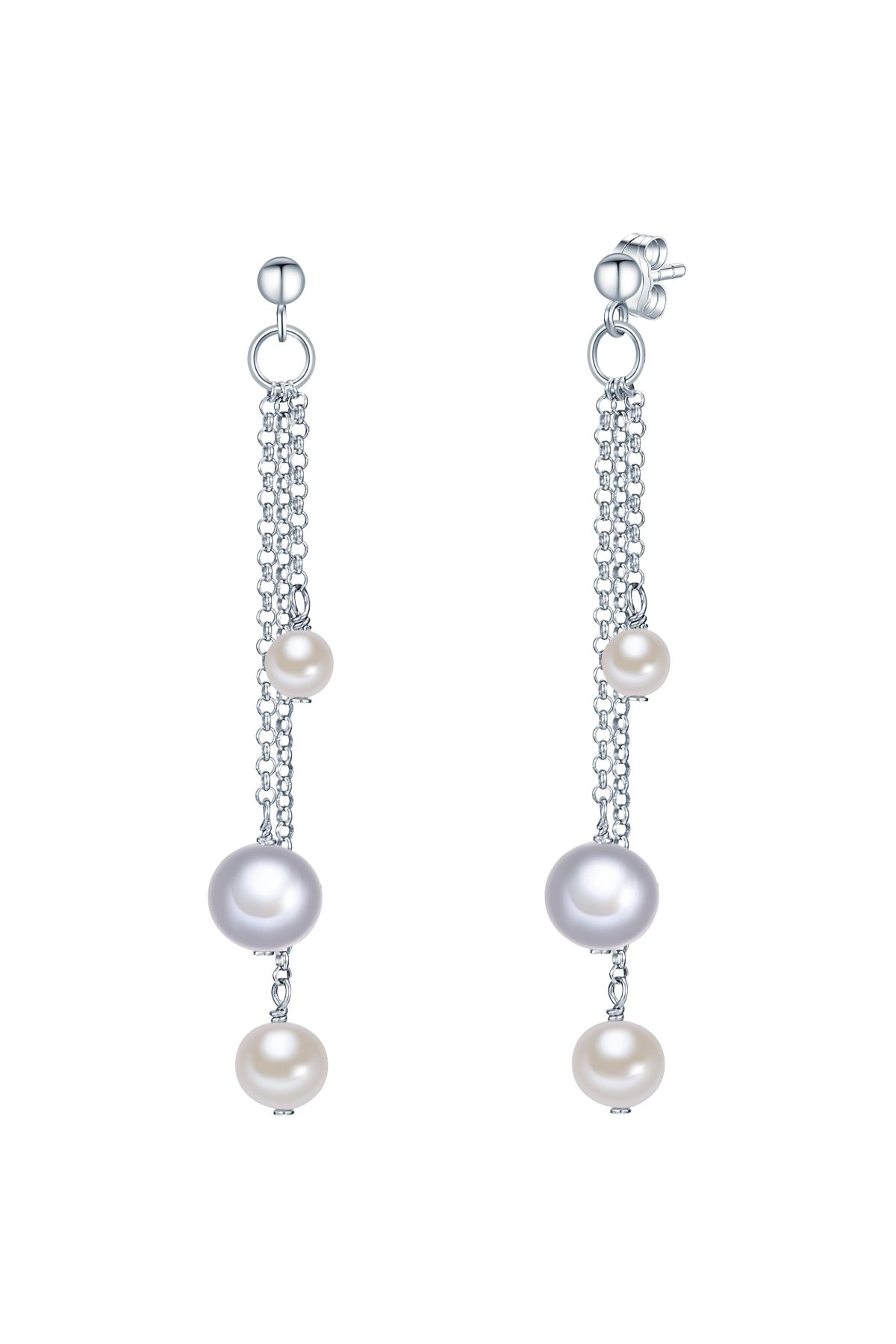 Valero Pearls-Perlenohrhänger Ohrhänger Sterling Silber Süßwasser-Zuchtperle weiß grau 1