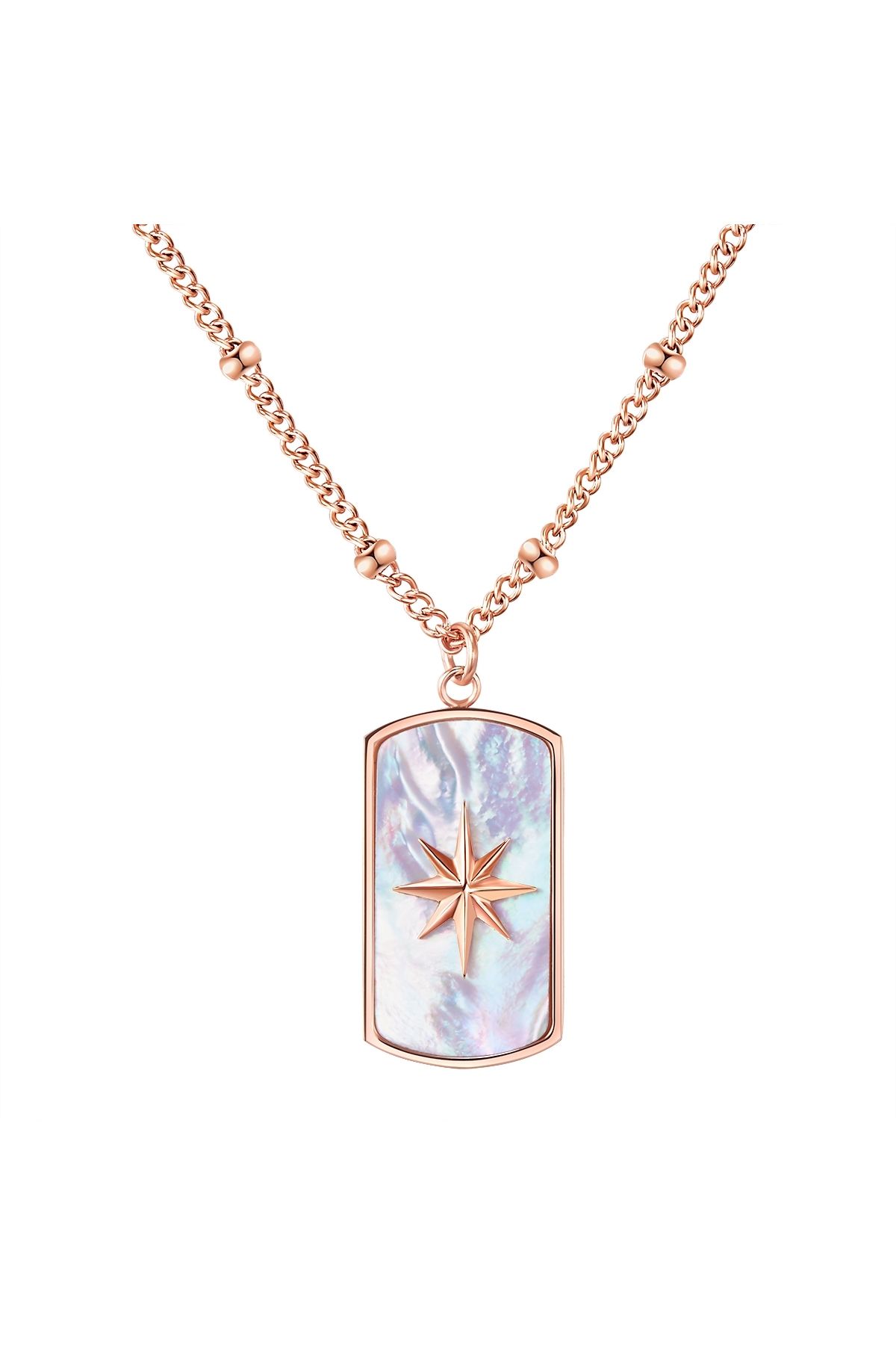 Valero Pearls-Edelstahlhalskette Kette Edelstahl roségold Perlmutt 1