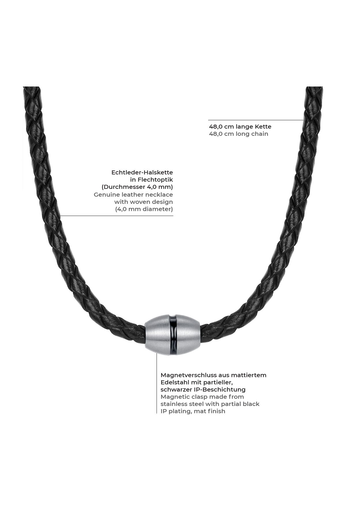 True Rebels-Lederhalskette Kette Edelstahl 2