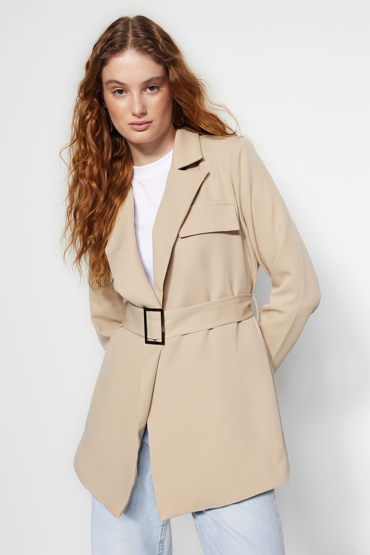 Khaki belted sales jacket
