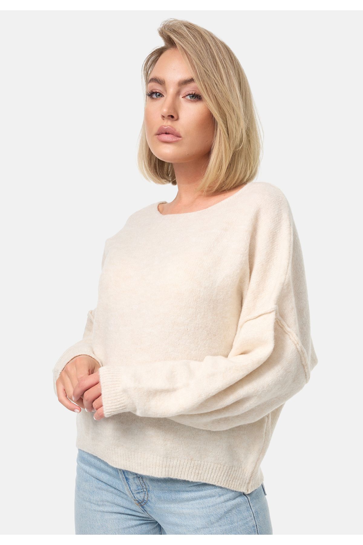 PM SELECTED-Damen Modischer U-Boot Ausschnitt Strickpullover in Einheitsgröße PM04 5