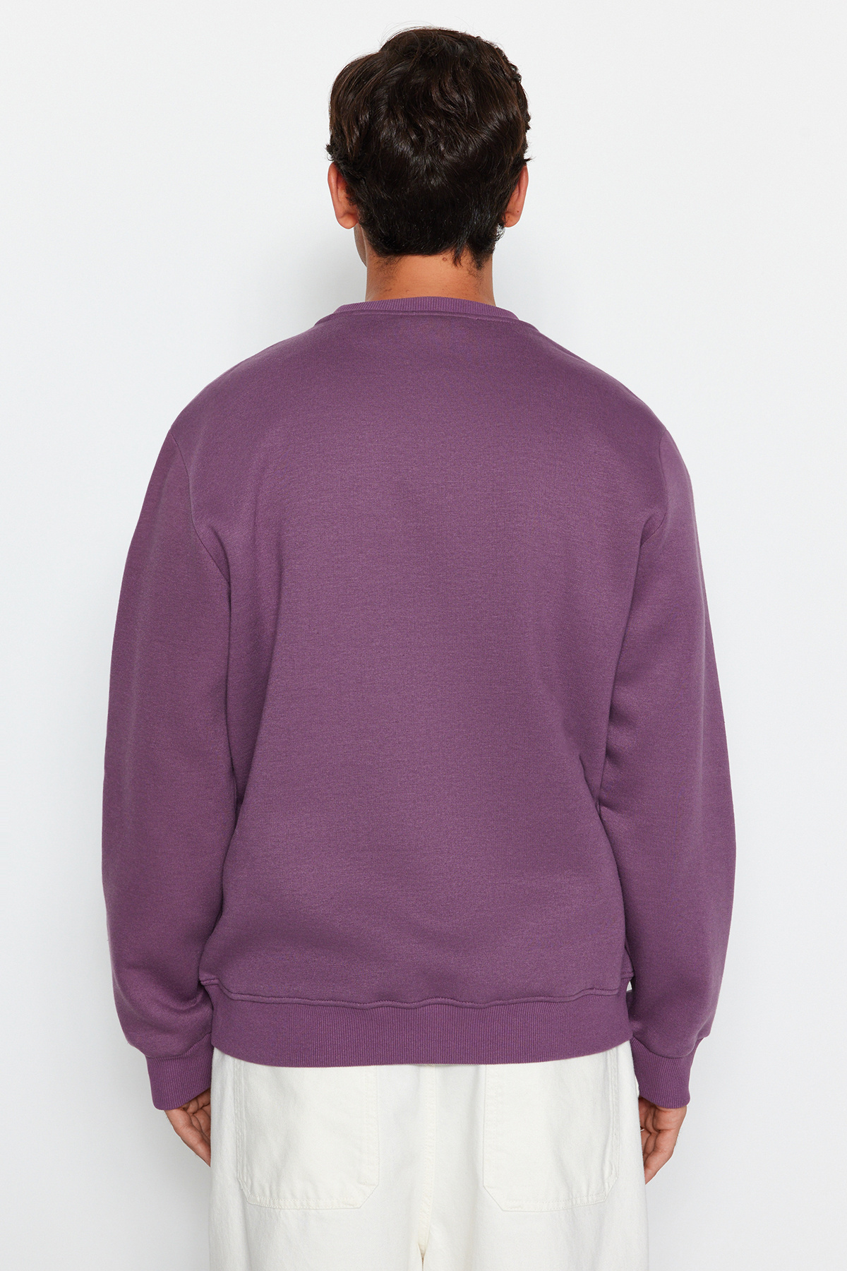 Trendyolmilla  Lila Regular/Normal Kesim Yazı Baskılı İçi Polar/Sıcak Tutan Sweatshirt TMNAW24SW00188 - Görsel 4