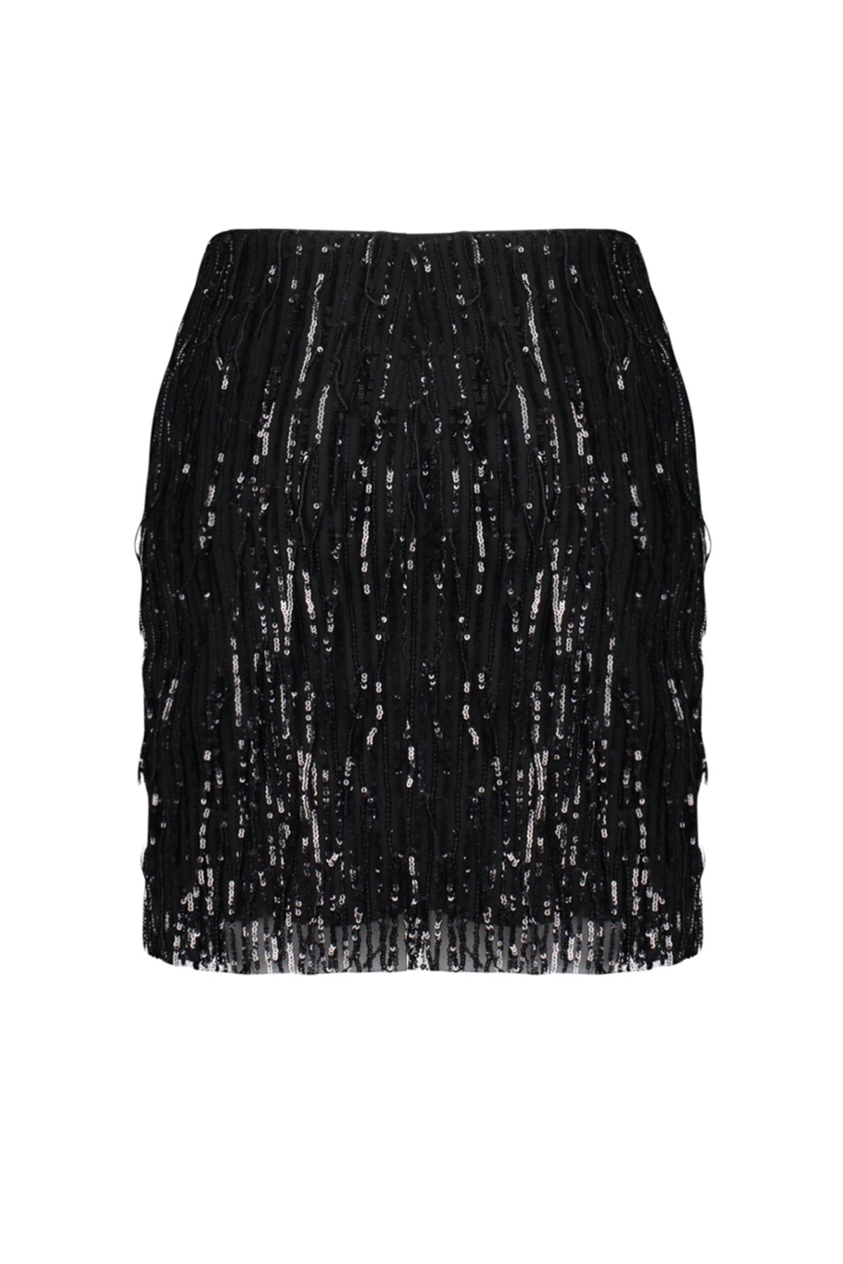 Trendyol Collection-Fustă cu paiete cu sclipici negre Fustă așezată pe corp TPRAW24ET00007 9