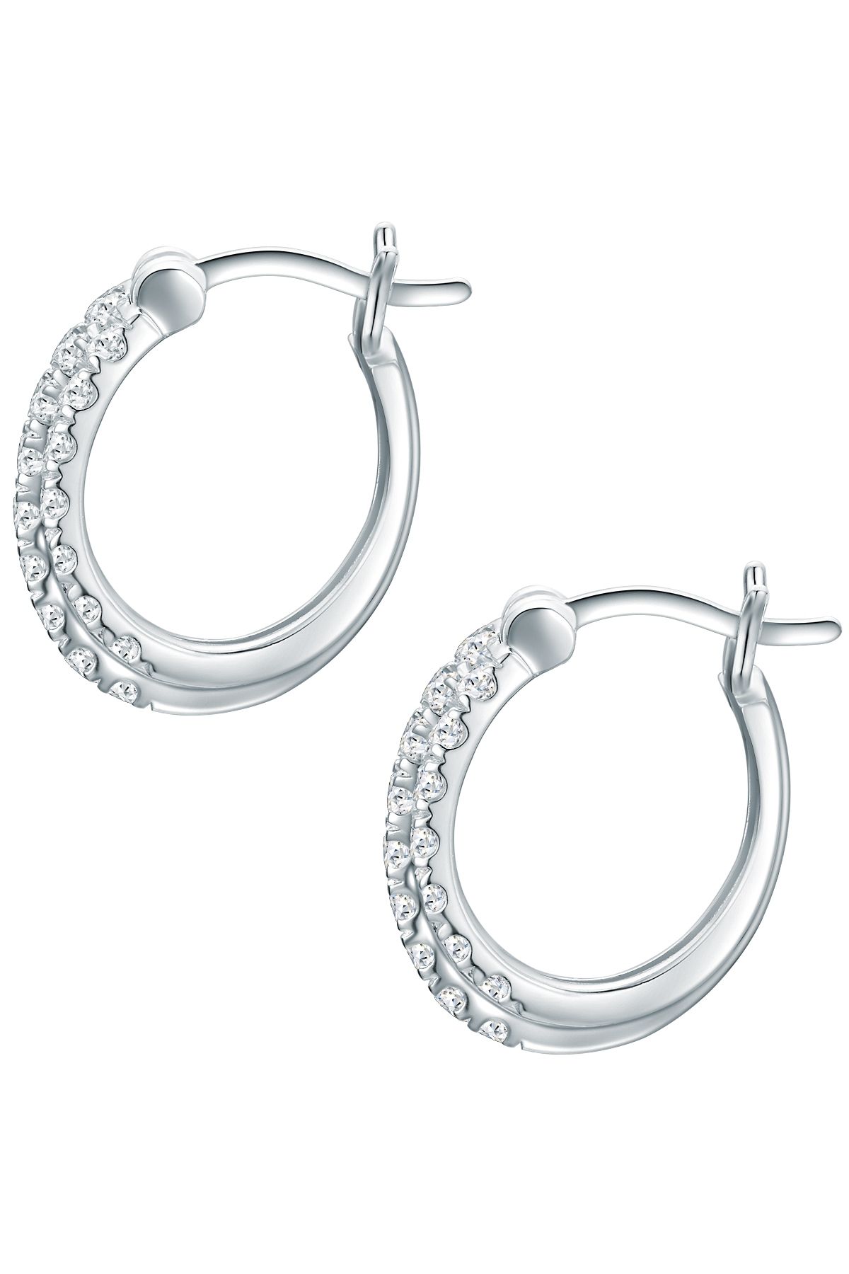Trilani-Silberohcreolen Creolen Sterling Silber Zirkonia weiß 3