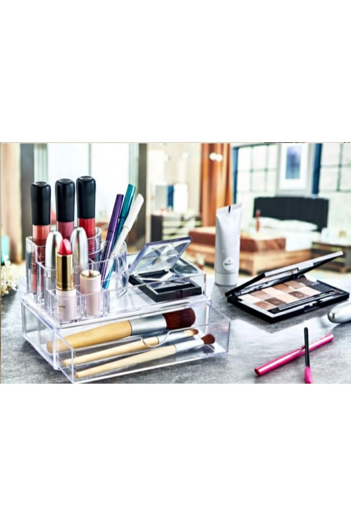 AHİR TİCARET Organizator De Machiaj - Organizator De Produse Cosmetice Pentru Podium Mic Cu Sertar K - One Size