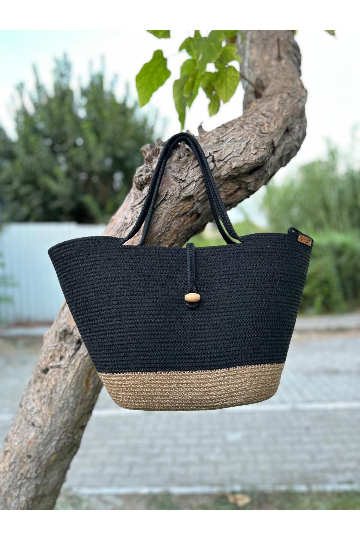 kumazonedesign Beach Bag Black Plain Trendyol