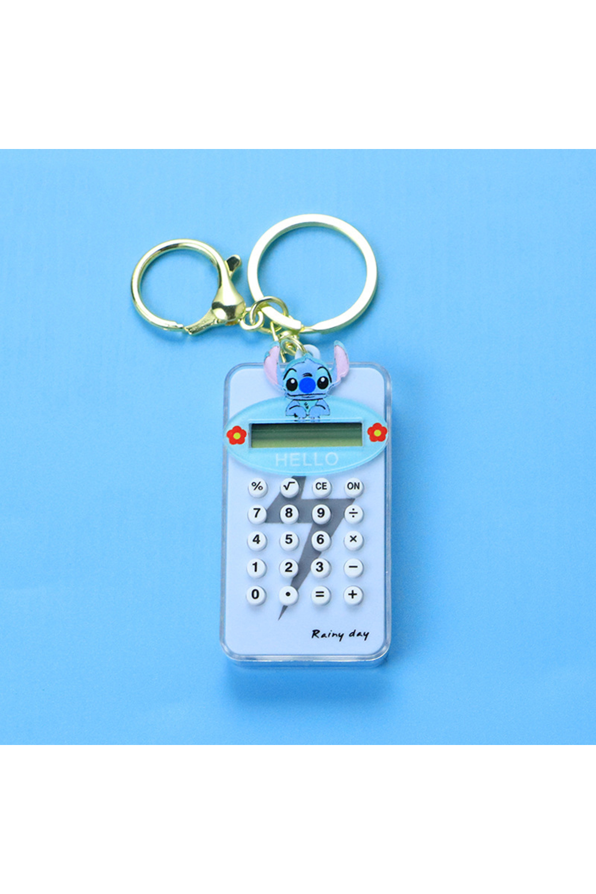 Janva Eğlenceli Çocuk Öğrenci Hesap Makinesi Arkası Oyunlu Çanta Aksesuarı Anahtarlık Karekterli Mavi