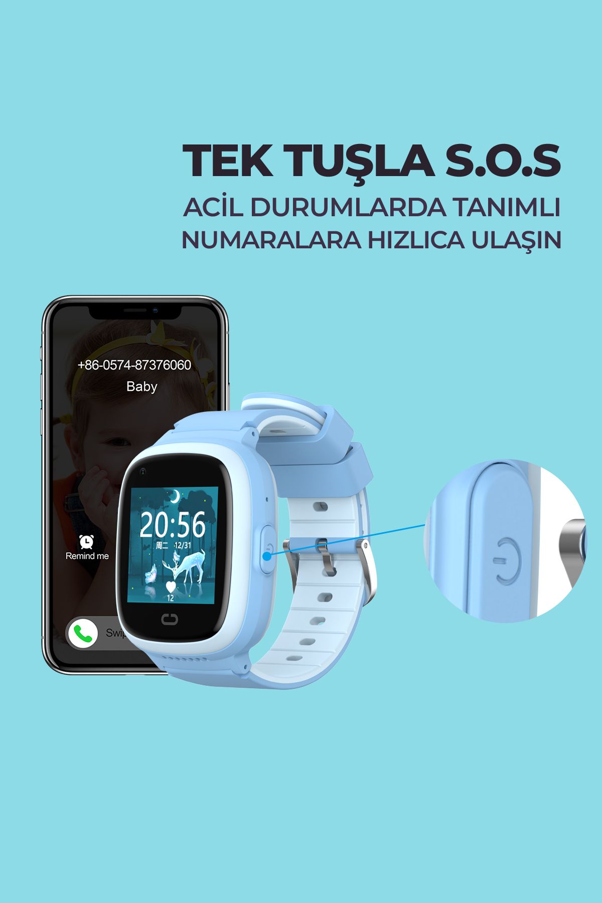 Reloj GPS para Niños Smartwatch Havit KW11 con 4G color Celeste