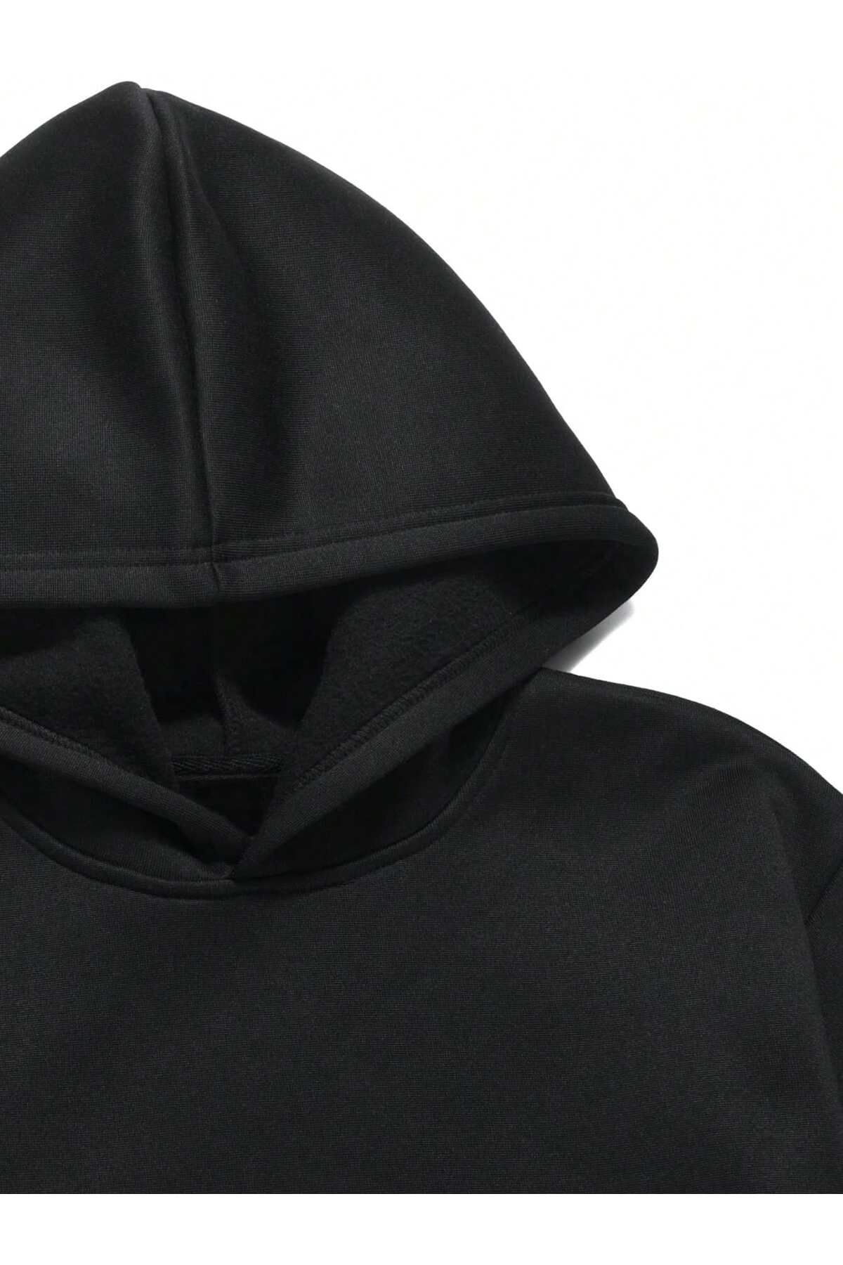 Adrift-Coko series ROMWE Guys Car & Japanese Letter Graphic Drawstring Hoodie 5