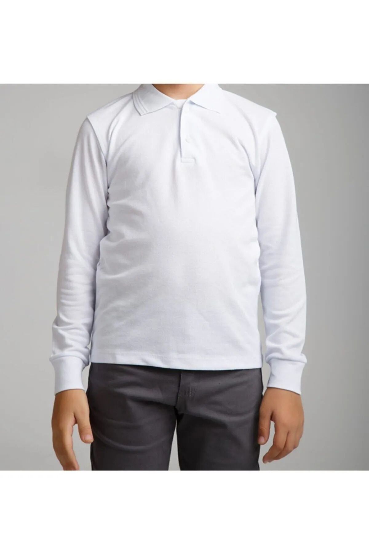 Girls white long sleeve polo shirt sale