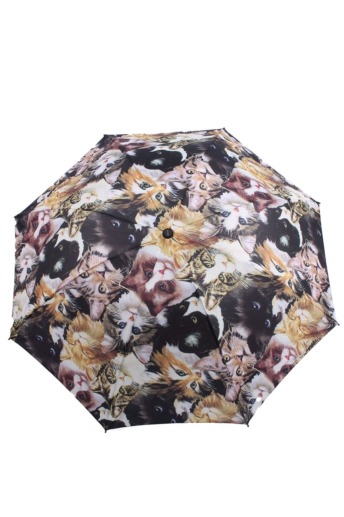 Cat Patterned 8 Strand Manual Wind Resistant Umbrellas
