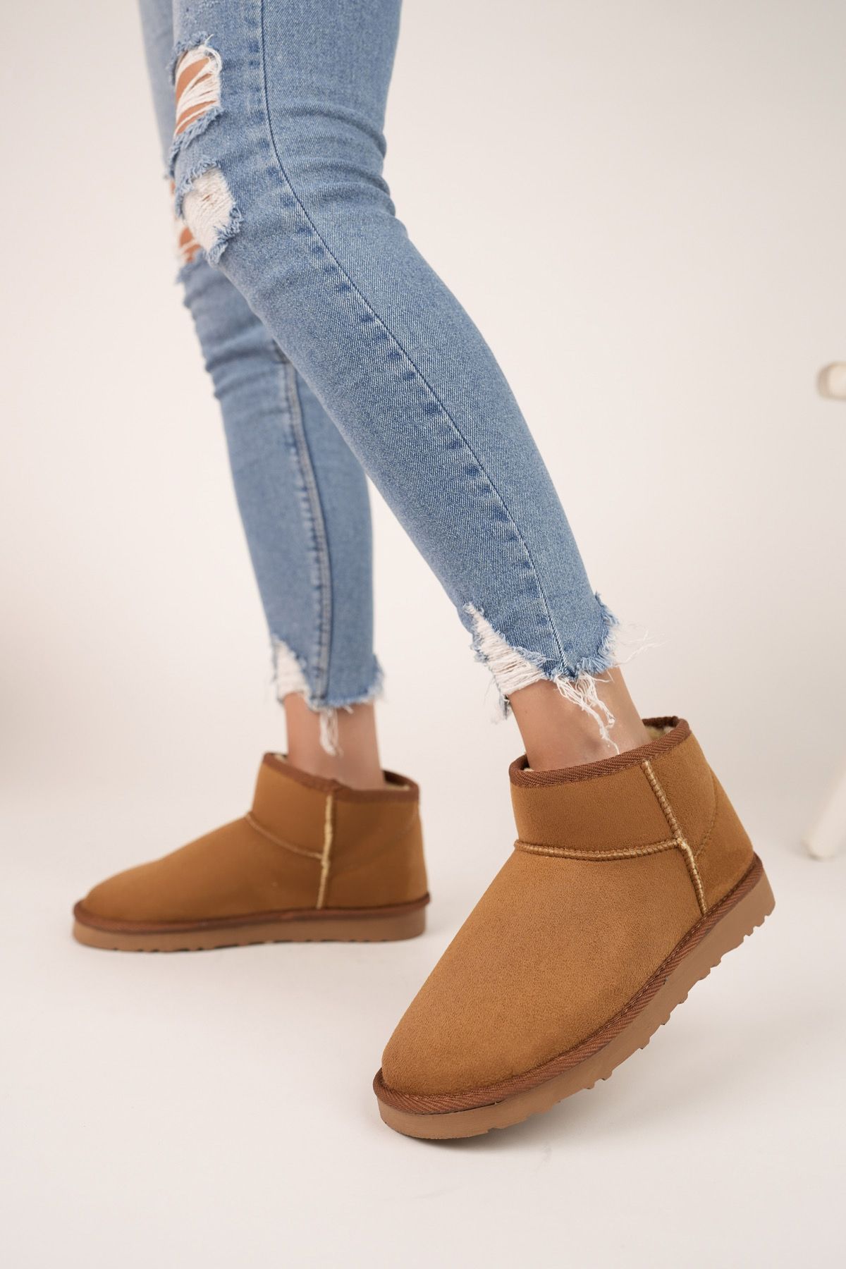 Tan flat ankle boots hot sale