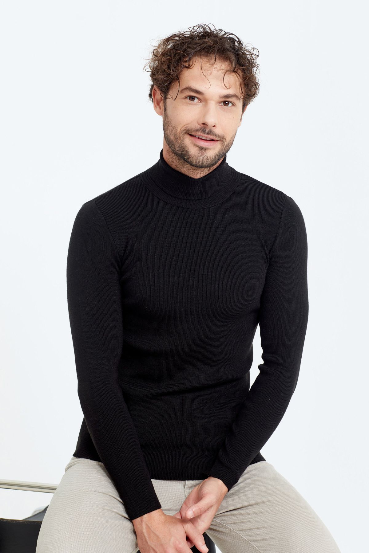 COOL TARZ Black Men s Turtleneck Knitwear Sweater Trendyol