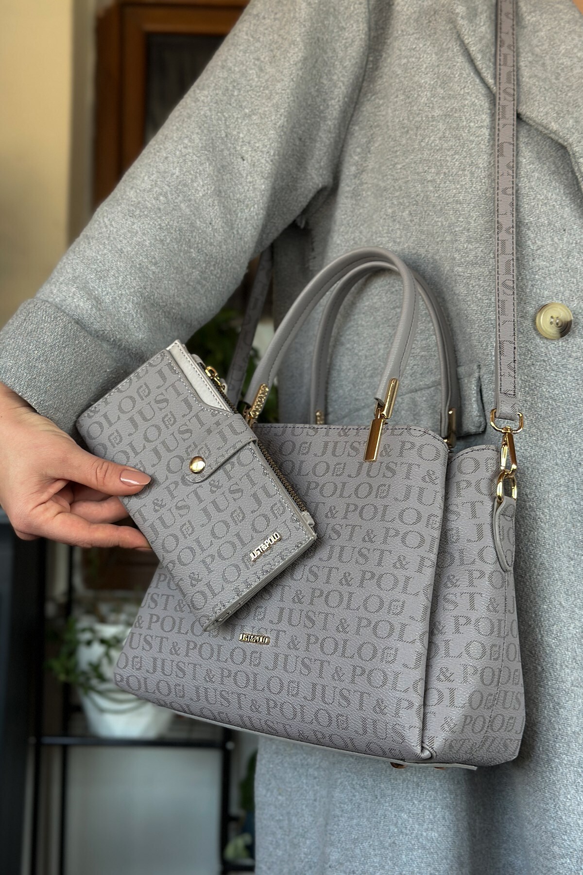 S4 Women's Classic Shoulder Bag with 5 Compartments, Medium Size, Daily 2120 grey outfit