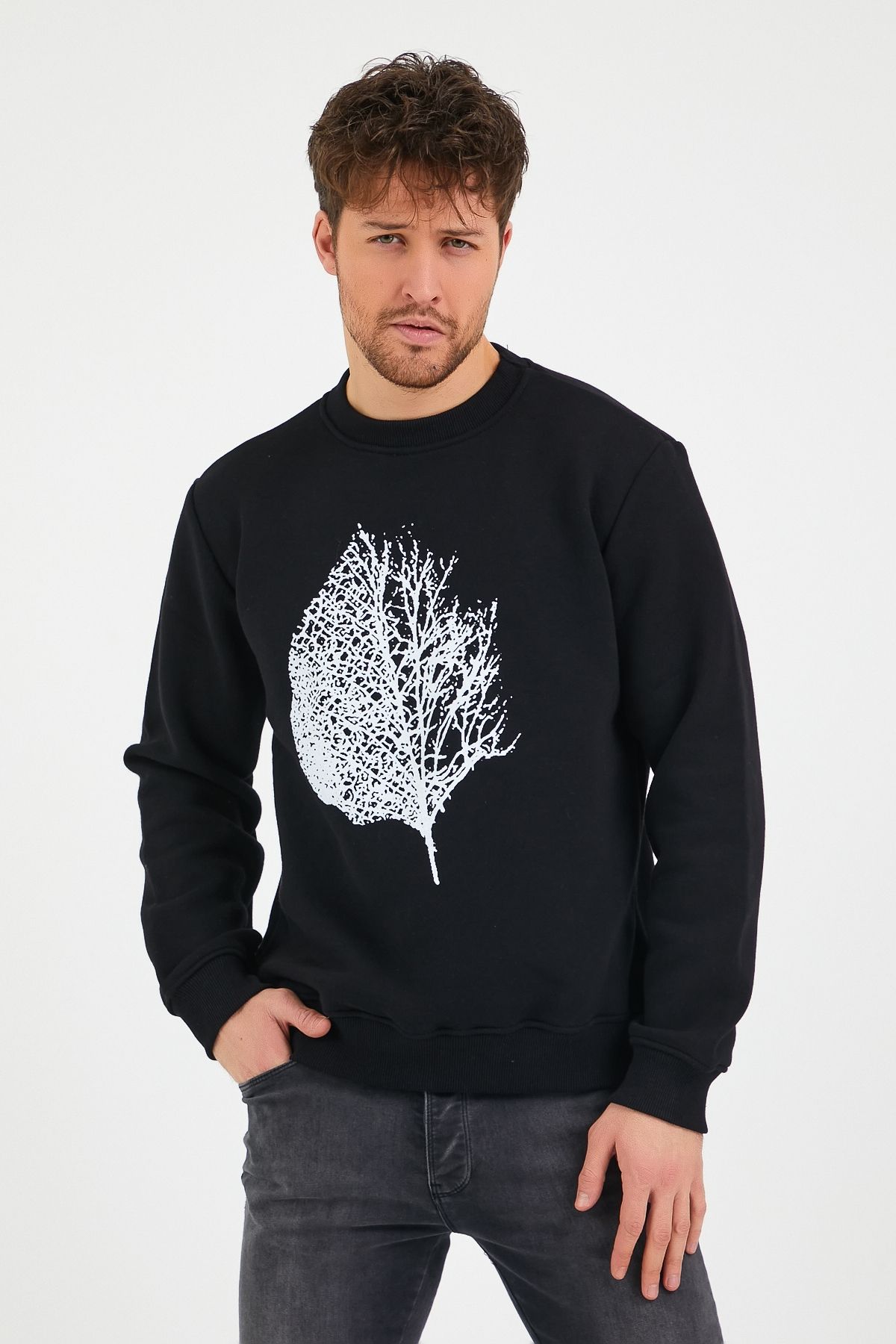GENIUS STORE-Depozitați hanorac imprimat pentru bărbați, cu fleece în interior, pentru exterior, cu croiala normală 1
