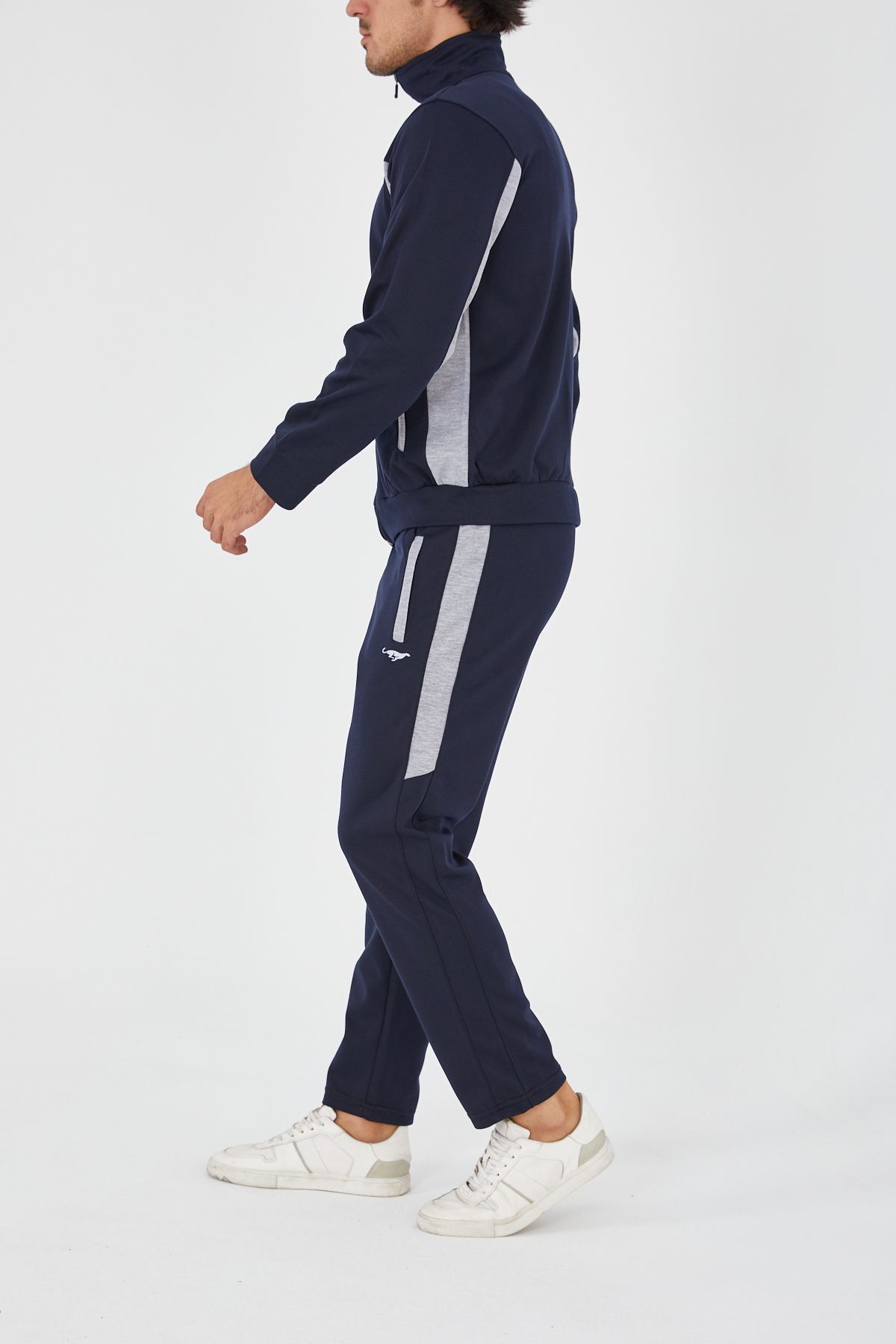 3MODA-Men's High Collar Straight Leg Tracksuit Set 4