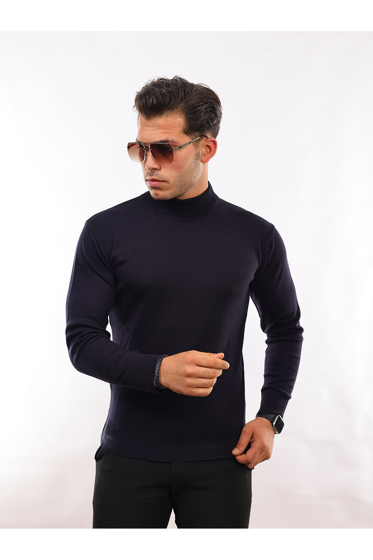 Smoked Men's Half Turtleneck Knitwear Sweater
