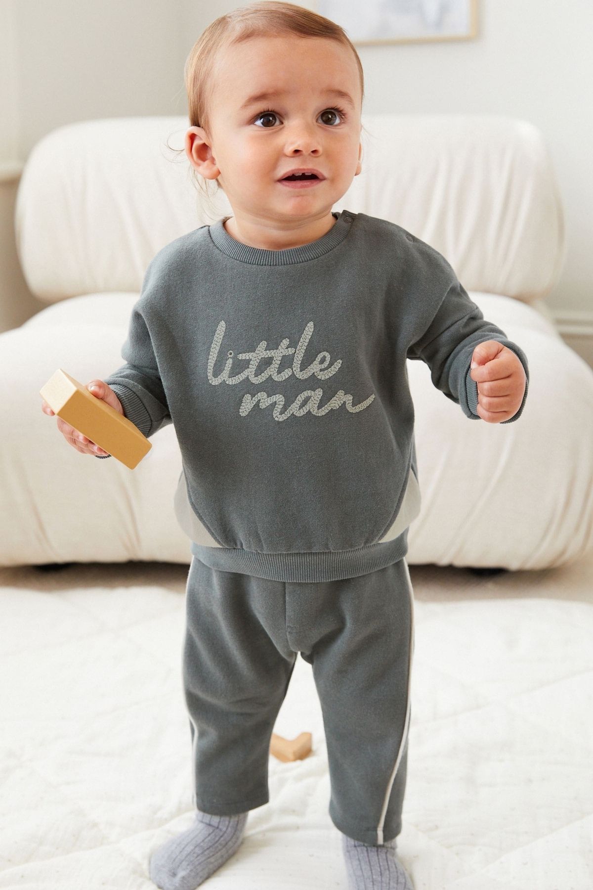 ست بالا و پایین خاکستری مردانه سوئیشرت کوچولو نخی بالاتنه Jogger Next Baby