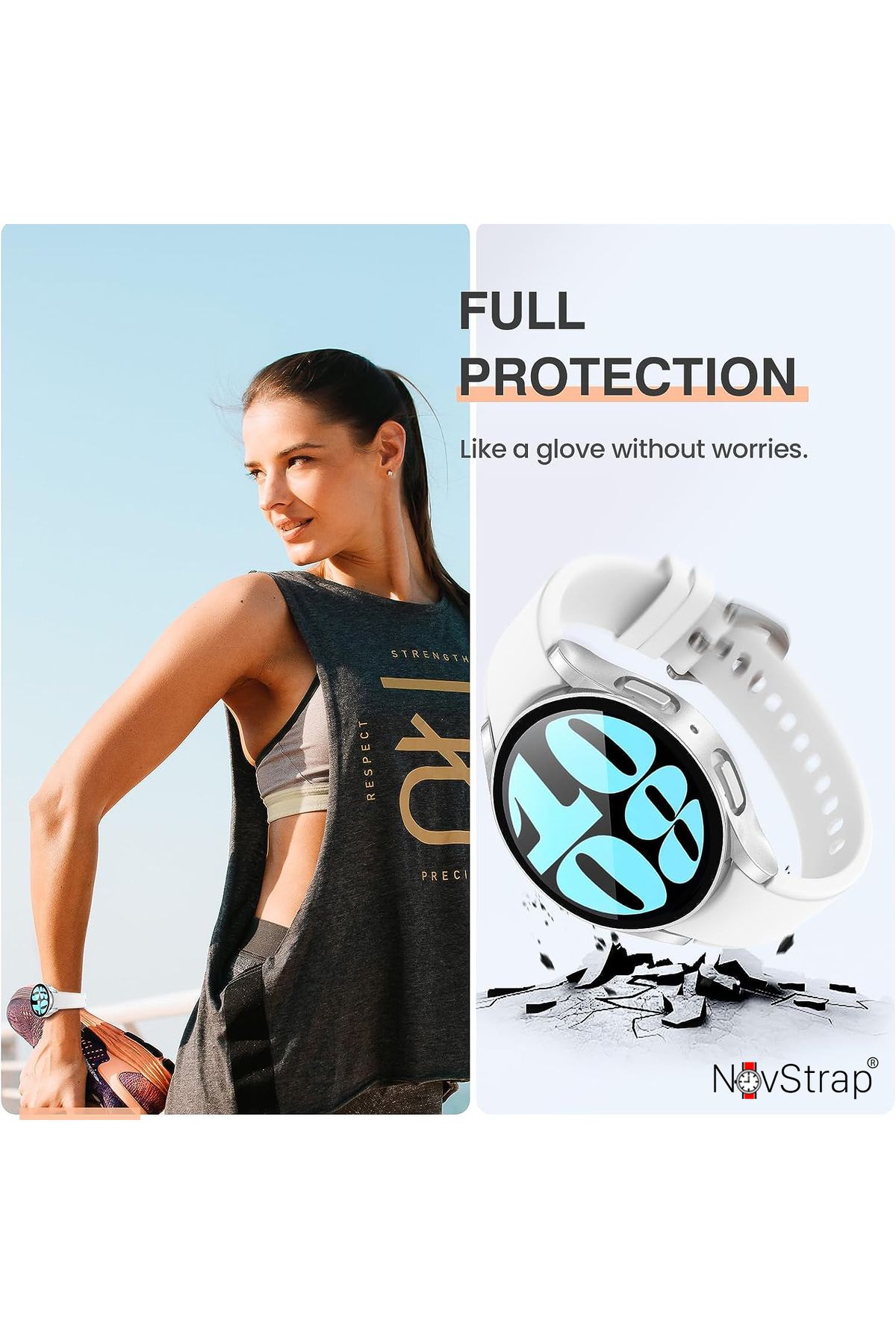NovStrap Screen Protector Glass and Case Protector Hard PC Compatible with  Samsung Galaxy Watch 6 Series 40mm - Trendyol