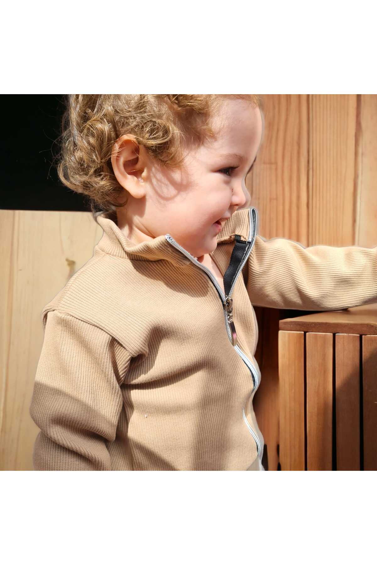 BEBEĞİME ÇORAP Kaşkorse Oversize Önü Fermuarlı Dik Yaka Hırka Unisex fotoğrafı 2 (önizleme)