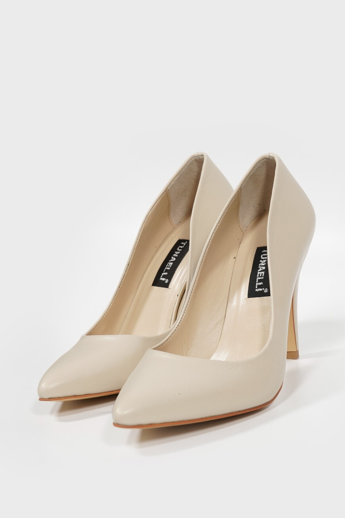 TUNAELLİ-Women's MINK COLOR GENUINE LEATHER HEELED STILETTO SHOES, NUMBER 35-40 4